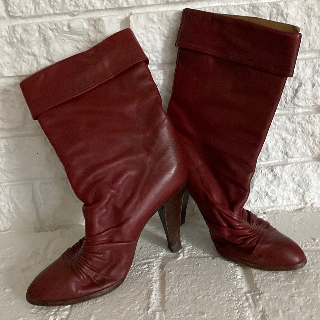 Vintage Red Italian Leather Boots
